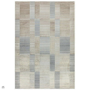 Aurora AU14 Ripple Modern Geometric Linear Distressed Metallic Shimmer Textured High-Density Soft Smooth Low Profile Polyblend Short-Pile Beige/Silver/Gold/Bronze/Champagne Rug-Asiatic Carpets-Rug Love - The Most Loved Rug Store